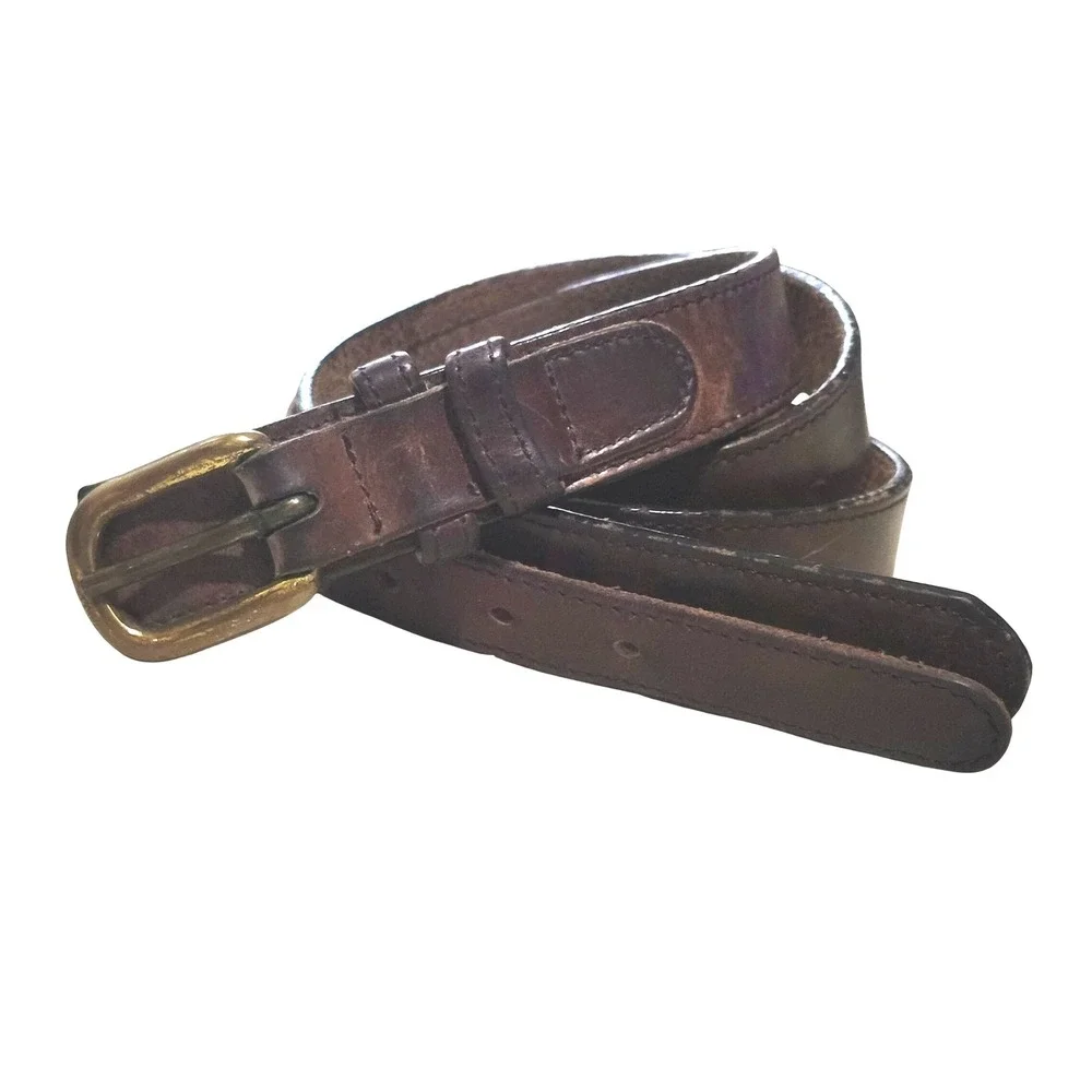 Unbranded Leather Belt Unisex 42 Brown Brass Buckle‎ Casual Classic Everyday